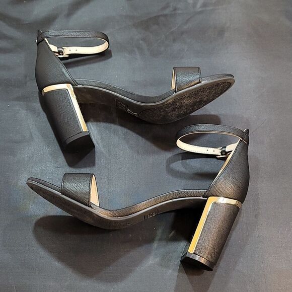 BRAND JONE NEW YORK CHUNKY HIGH HEEL OPEN TOE ADJUSTABLE BUCKLE SANDALS - Picture 10 of 14